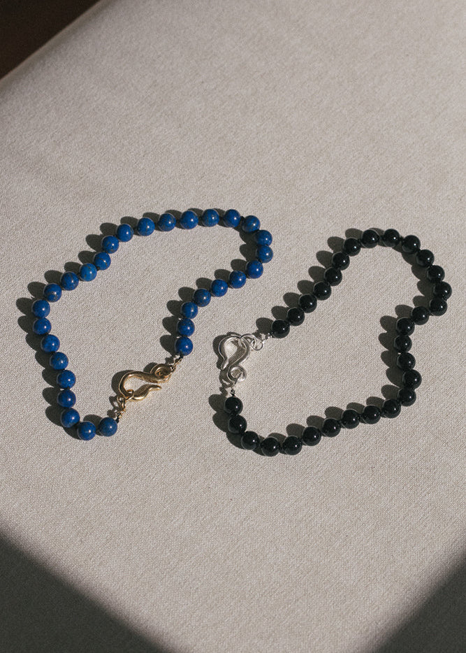 Lapis Necklace with Fish Hook