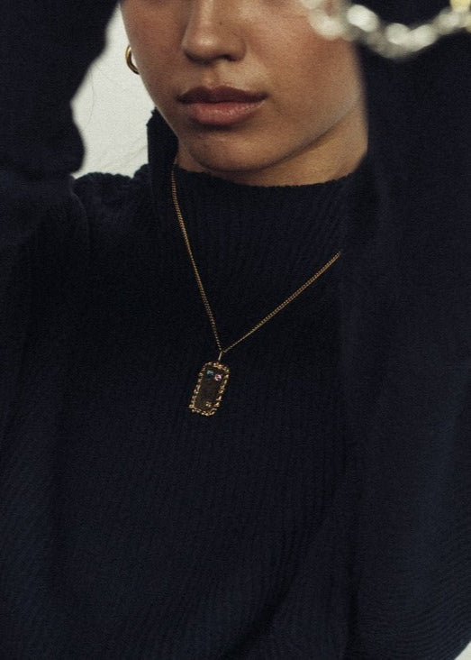 Classic ID tag With Stones