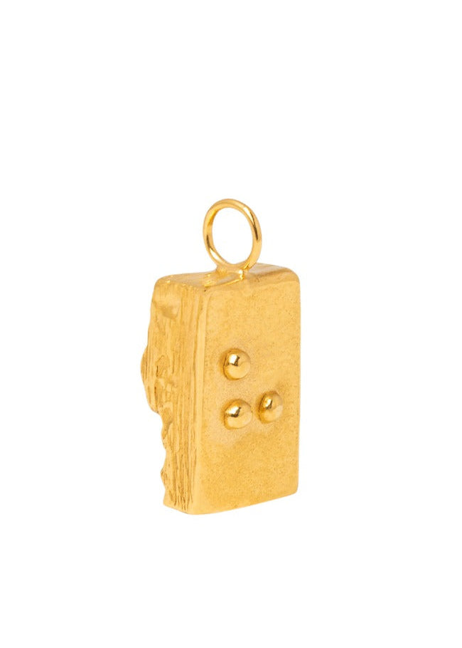 braille alphabet letter necklace gold
